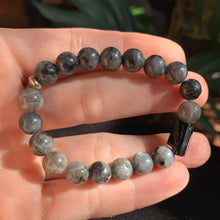 Load image into Gallery viewer, Black and Grey Labradorite Bracelets with Tourmaline Chunk
