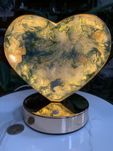 Load image into Gallery viewer, 6.75” Moss Agate Heart Crystal Touch Lamp
