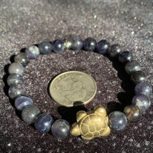 Load image into Gallery viewer, Pyrite Turtle Charm 8mm Bracelet- Many Materials and Prices!
