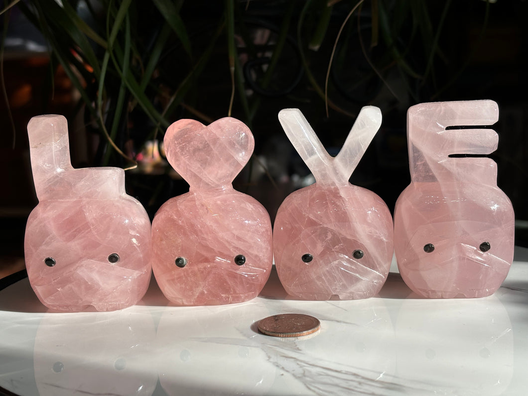 Rose Quartz LOVE Buddies- 4pc SET 834 grams