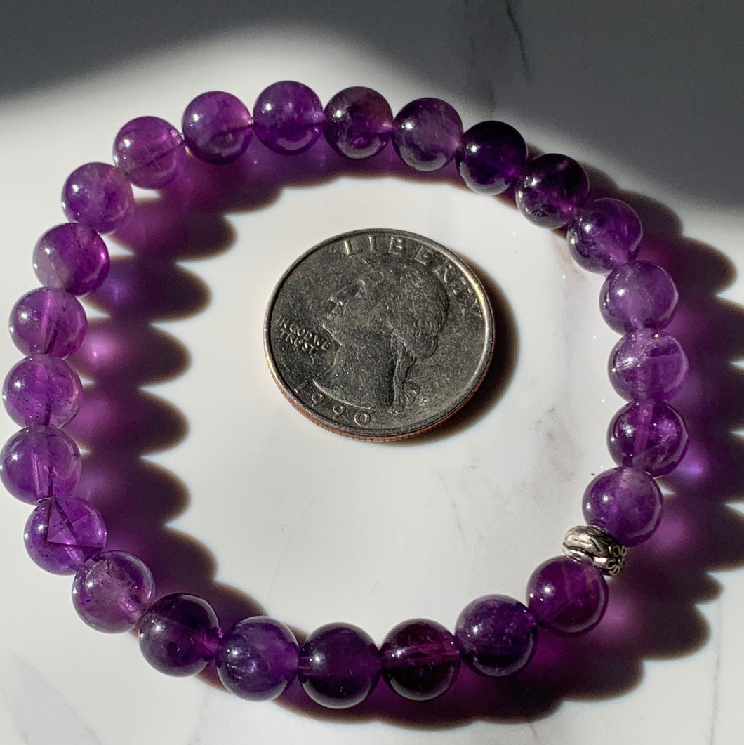 8mm AA Amethyst Bracelet 7.5”