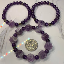 Load image into Gallery viewer, Amethyst Carved Rose Bracelet 7.5&quot;- 2 Styles to choose from!
