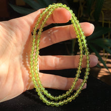 Load image into Gallery viewer, AA Peridot 5mm Bead Necklace 10.25&quot;
