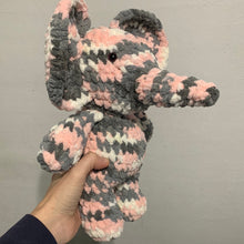 Load image into Gallery viewer, Crocheted Amigurumi Pink Camo Elephant 12.5”
