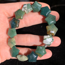 Load image into Gallery viewer, 16mm Moss Agate Star Bracelet - 2 Styles to choose from!
