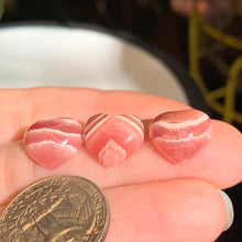 Load image into Gallery viewer, Mini Rhodocrosite Heart Cabochon- 3 to choose from!
