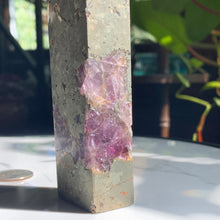 Load image into Gallery viewer, 5.2” Pyrite and Amethyst Tower 402 grams
