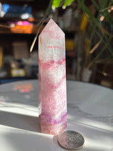 Load image into Gallery viewer, 4” Pink Fluorite Tower *slightly imperfect tip* 164grams
