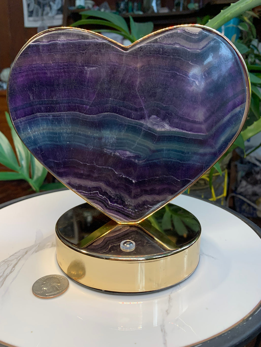 7” Rainbow Fluorite Heart Crystal Touch Lamp
