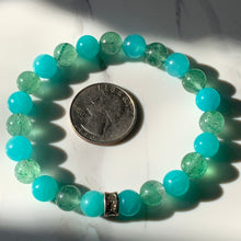 Load image into Gallery viewer, 8mm AA Amazonite and Green Strawberry Quartz Bracelet 7.5&quot;
