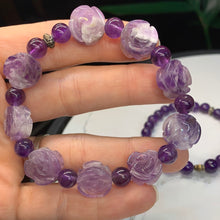 Load image into Gallery viewer, Amethyst Carved Rose Bracelet 7.5&quot;- 2 Styles to choose from!
