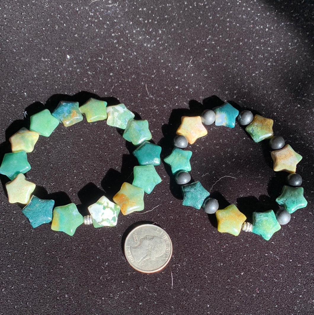 16mm Moss Agate Star Bracelet - 2 Styles to choose from!
