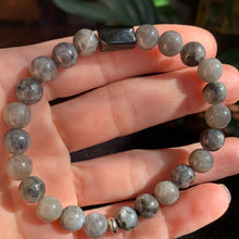 Load image into Gallery viewer, Black and Grey Labradorite Bracelets with Tourmaline Chunk
