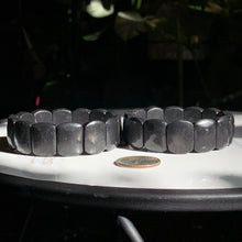 Load image into Gallery viewer, 20mm Flat Squoval HQ Shungite Bracelet with Pyrite flecks🖤

