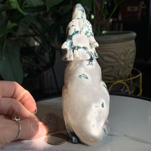 Load image into Gallery viewer, 5.7” Moss Agate Wolf 736 grams
