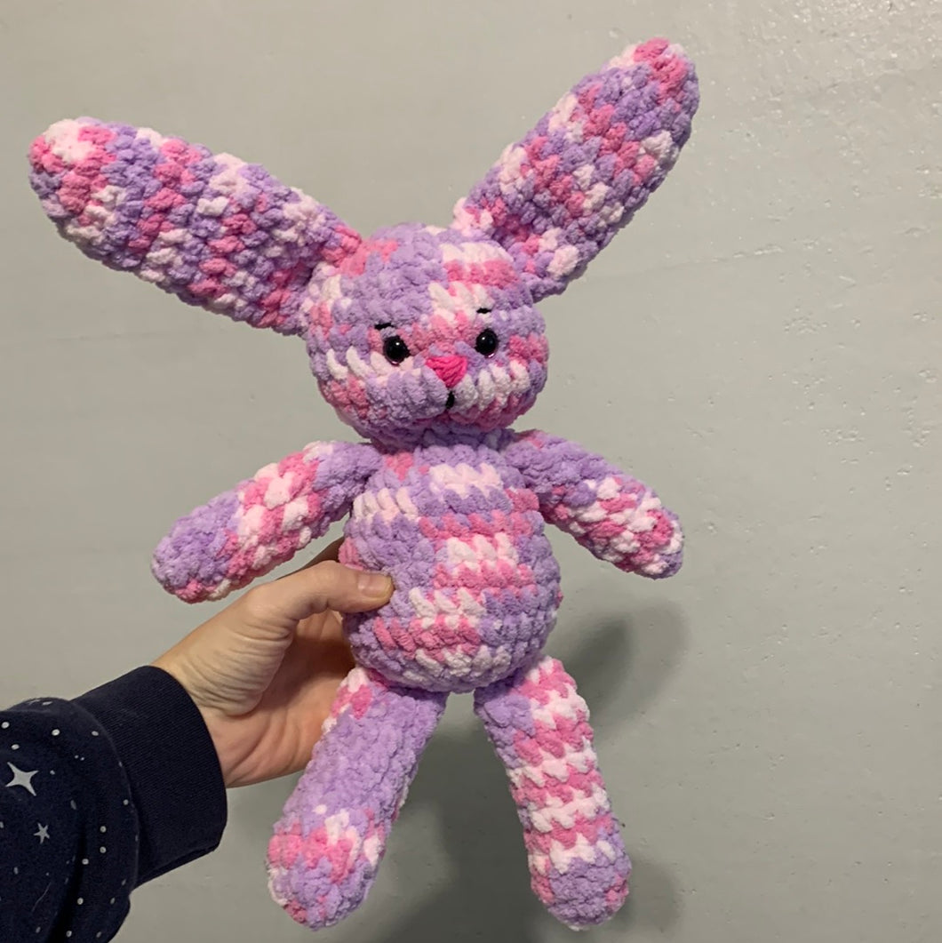 Crocheted Amigurumi Pink/Purple Bunny 14.5”