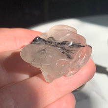 Load image into Gallery viewer, Black Rutile/Tourmalated Quartz Carving- 3 to choose from!
