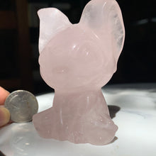 Load image into Gallery viewer, 2.9&quot; Rose Quartz Stitch Likeness Carving 184 grams
