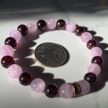 Load image into Gallery viewer, 8mm AA Kunzite and AA Garnet Bracelet 7.5&quot;
