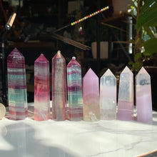 Load image into Gallery viewer, New! Rainbow and Lavender Fluorite Towers
