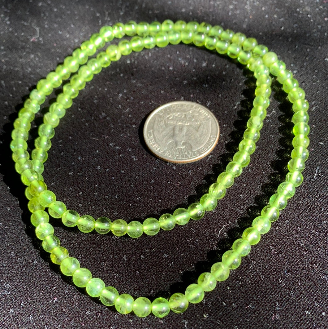AA Peridot 5mm Bead Necklace 10.25