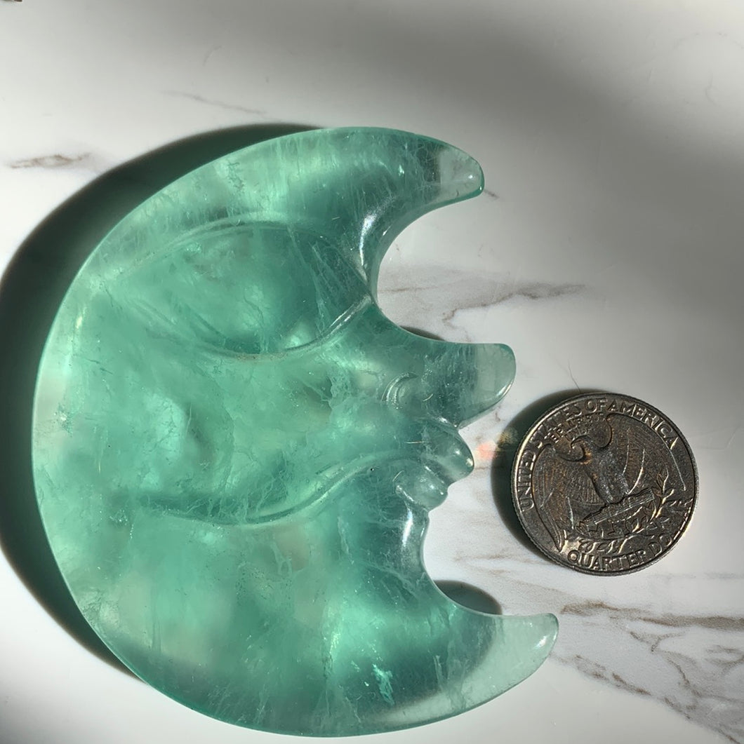 3” Green Fluorite Moon 112 grams