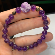 Load image into Gallery viewer, Amethyst Carved Rose Bracelet 7.5&quot;- 2 Styles to choose from!
