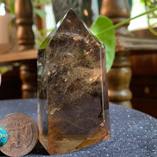Load image into Gallery viewer, 3” Natural Smokey Citrine Tower 200 grams with Golden Rutile
