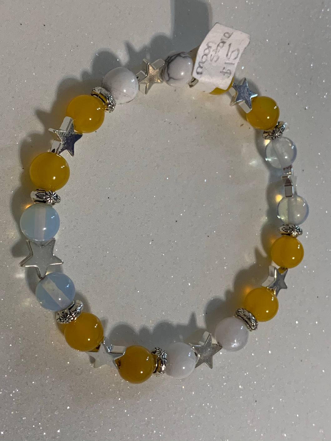 Yellow agate, Opalite, Howlite and moonstone Bracelet
