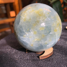 Load image into Gallery viewer, Blue Calcite w/Peridot Sphere
