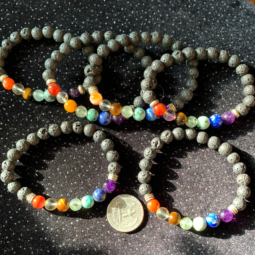 Chakra Bracelets w/lava beads