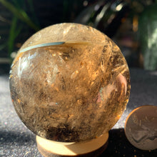 Load image into Gallery viewer, 2.3&quot; Tricolor Rutile Smokey Quartz Sphere 312 grams
