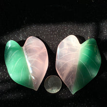 Load image into Gallery viewer, 3&quot; Half Rose Quartz Half Green Aventurine Leaf carving (PPP leaf)
