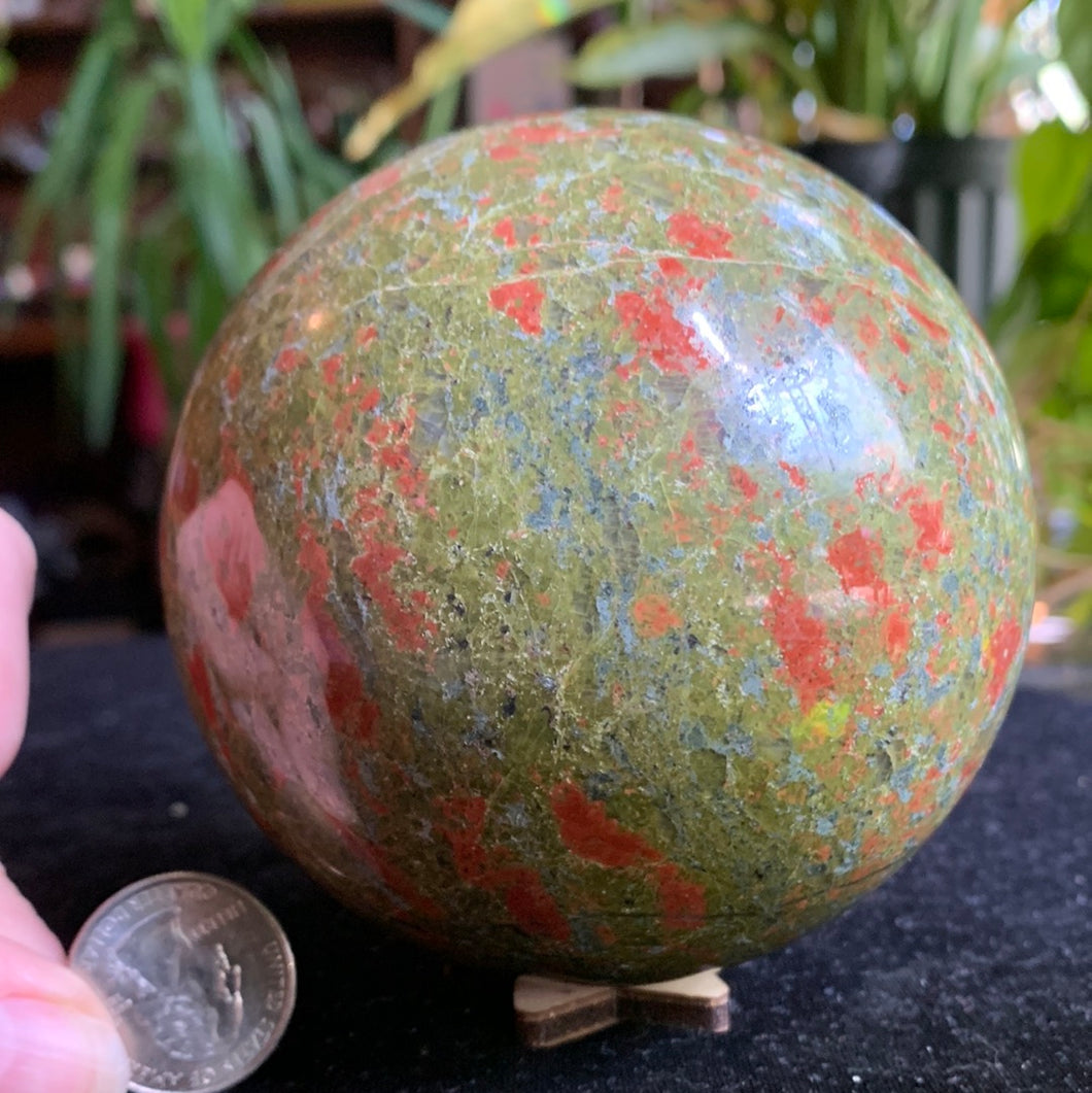 3.7” Large Unakite Sphere 1.5kilo