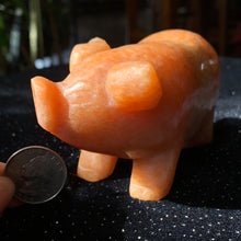 Load image into Gallery viewer, Orange Calcite Carved Pig
