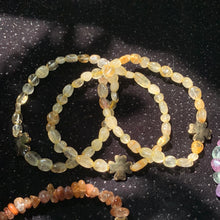Load image into Gallery viewer, Crystal Chip Bracelets with Pyrite Clover
