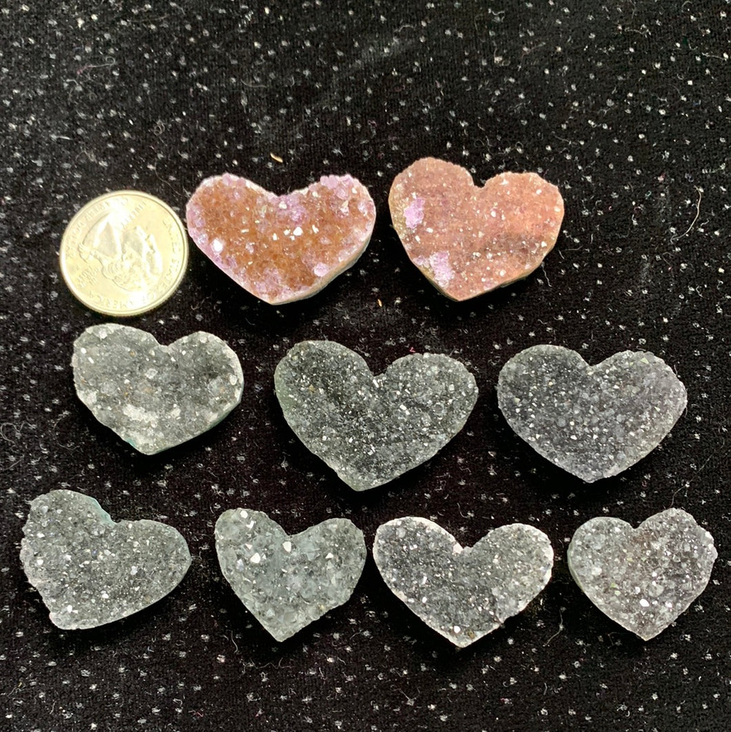 $4 Black/pink Amethyst Hearts