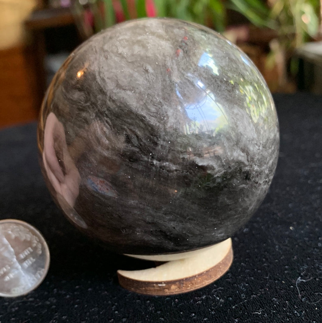 Peculiar Silver Obsidian Sphere
