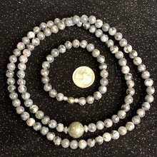 Load image into Gallery viewer, 15&quot; Larvikite Necklace w/ Pyrite Agate 16mm Bead and Bracelet

