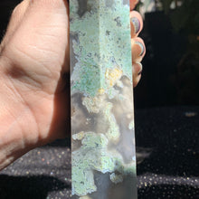 Load image into Gallery viewer, 10.25 inch Green Flower Agate Tower 874 grams
