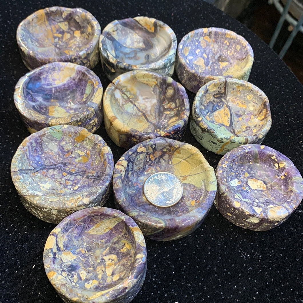 Mini Brecciated Fluorite bowls/Sphere stand