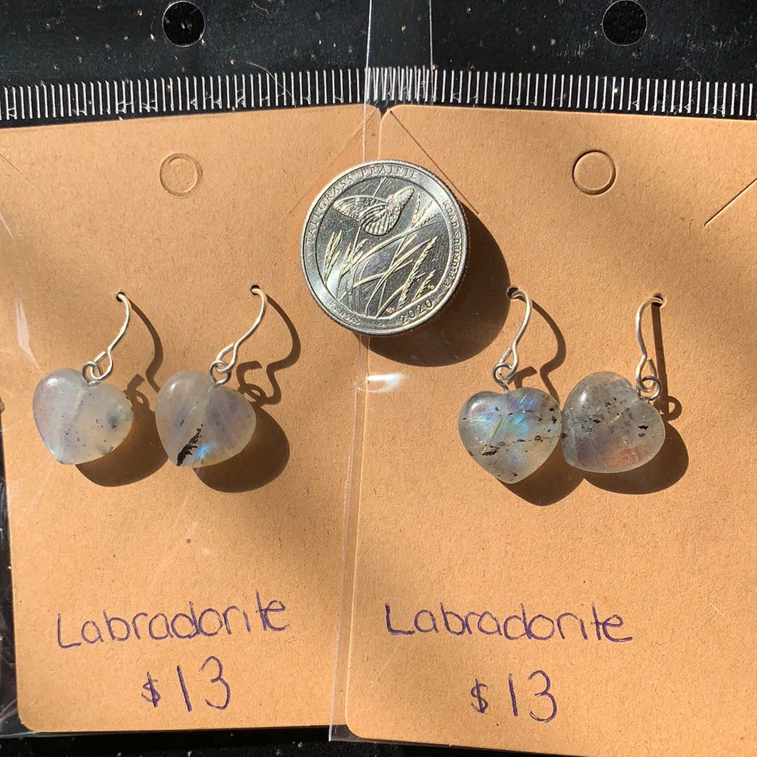 Labradorite Heart Dangle earrings