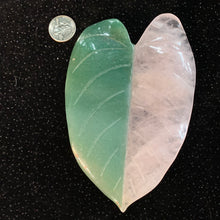 Load image into Gallery viewer, 6.5” Half Rose Quartz Half Green Aventurine Leaf carving (PPP leaf) BIG ONE
