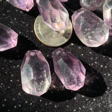 Load image into Gallery viewer, 1&quot; AA Amethyst Fauceted Drops with holes
