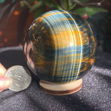 Load image into Gallery viewer, 2.5&quot; Natural Blue Tiger Eye Sphere 362 grams
