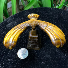 Load image into Gallery viewer, Tiger Eye Balancing Eagle Carving
