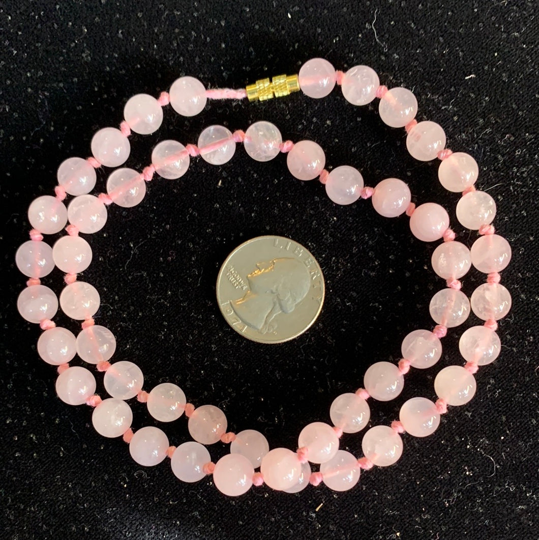 10” 8mm Rose Quartz Mala style Necklace