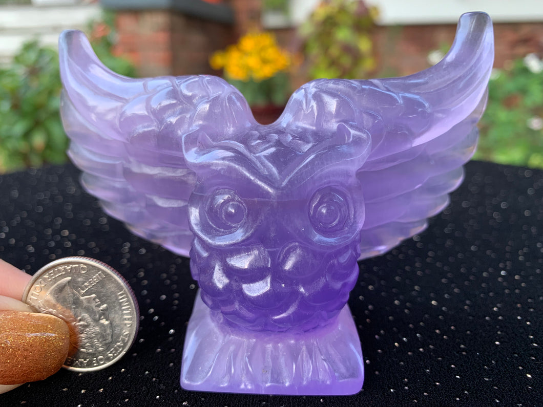 Purple Fluorite Owl Carving