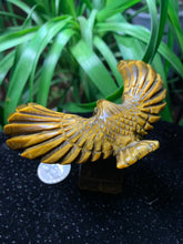Load image into Gallery viewer, Tiger Eye Balancing Eagle Carving
