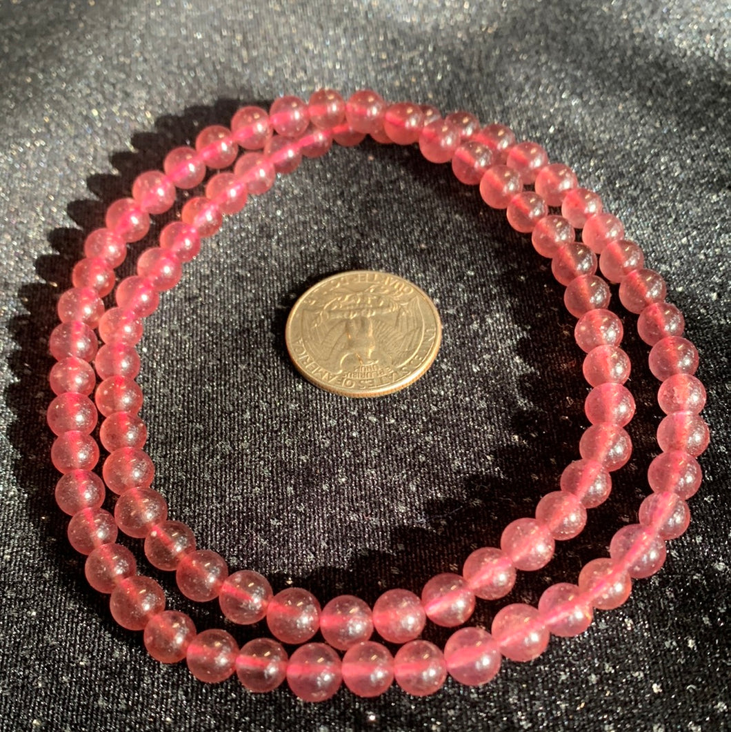 AA Strawberry Quartz Bead Necklace